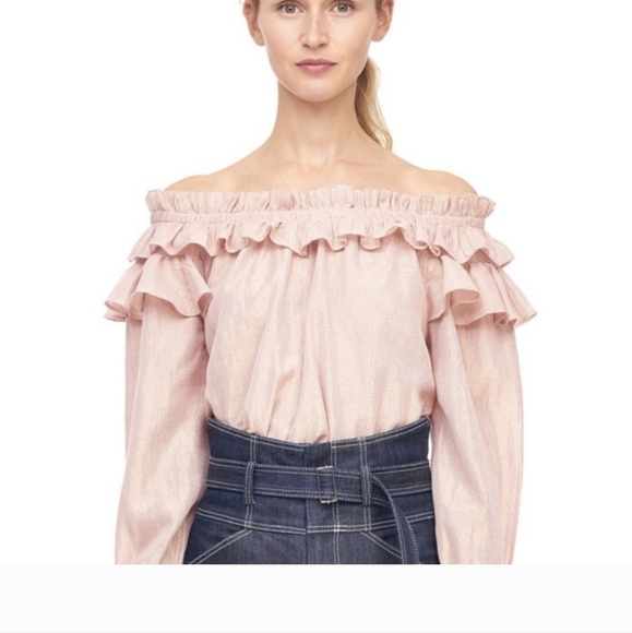 La Vie Rebecca Taylor Pink Ruffled Top - Picture 1 of 4